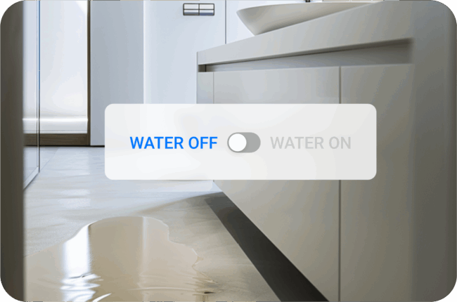 App interface showing leak detection alerts and maintenance options for facility managers